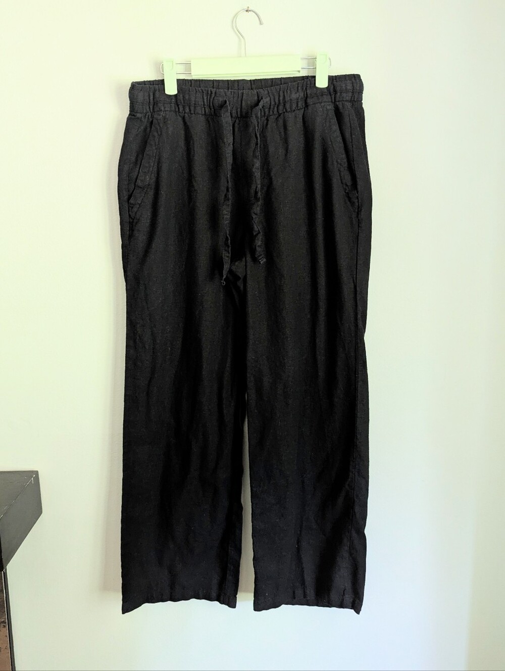Old Navy Women's Medium Wide Leg Linen Blend Pull On Drawstring Pants Black